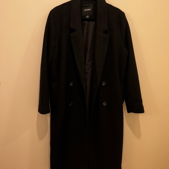 ASOS / MONKI BLACK BOUCLE DOUBLE BREASTED COAT - Picture 7 of 10